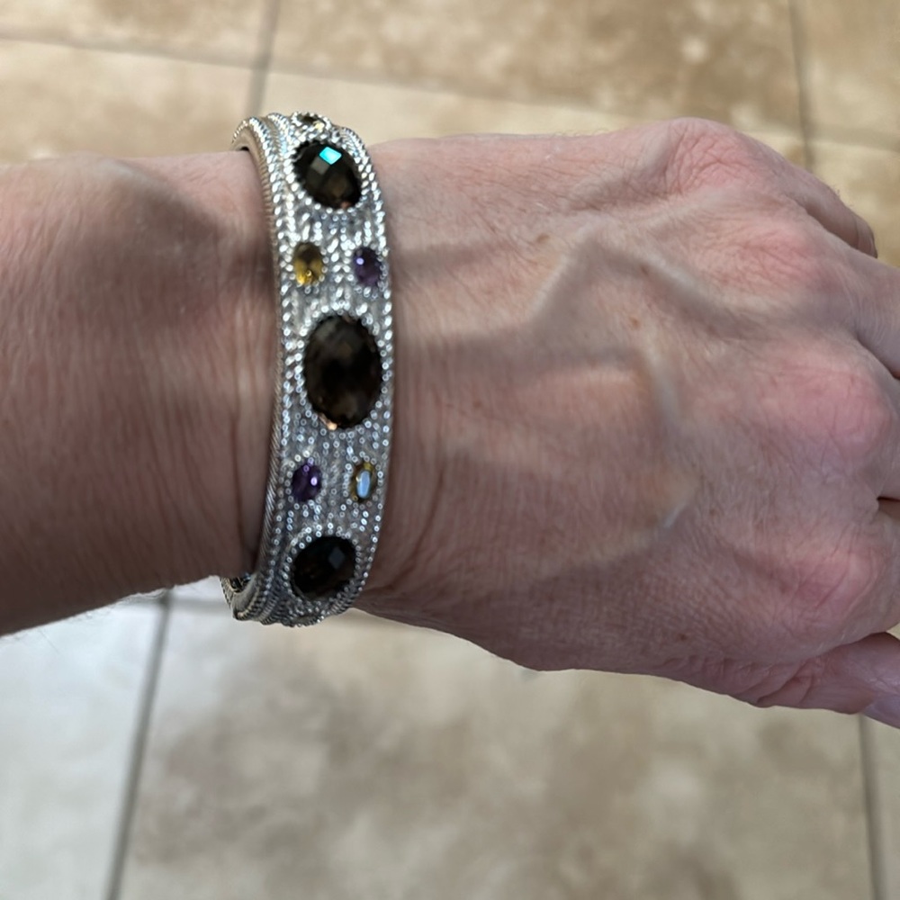 Judith Ripka gorgeous 7.5 inch SS with multicolored stones